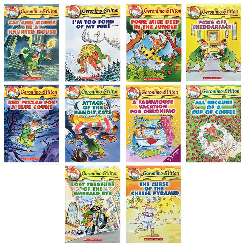 10 Books Geronimo Stilton 1-10 Mouse Reporter English Color Picture Adventure Novel Manga Comic Story