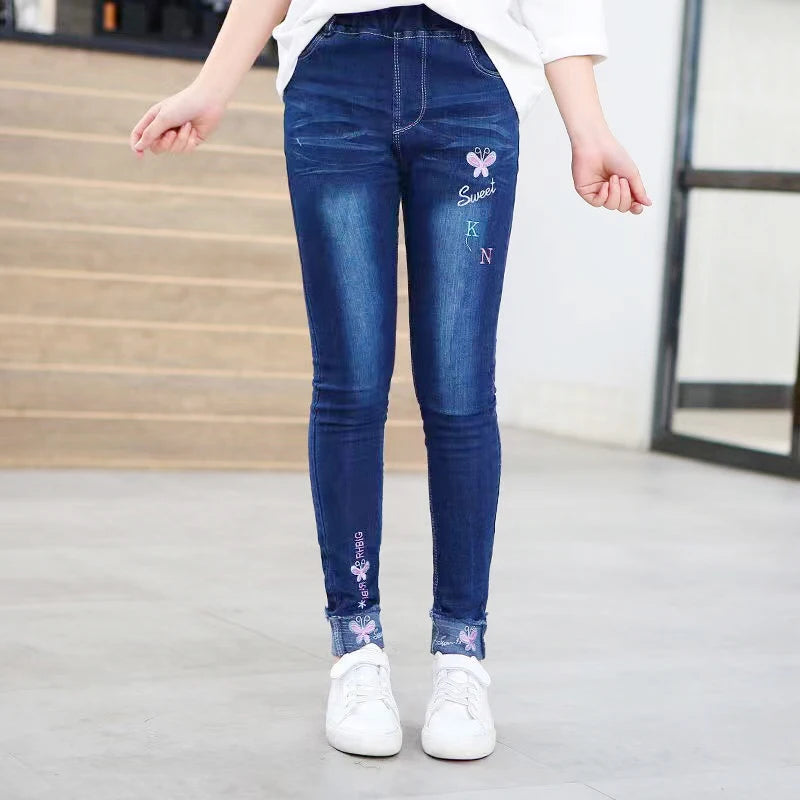 Casual Embroidery Design Kids Teen Jeans