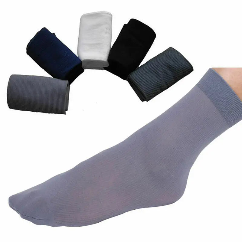 10pairs Bamboo Fiber Silk Men's Summer Socks Thin Stripe Breathable