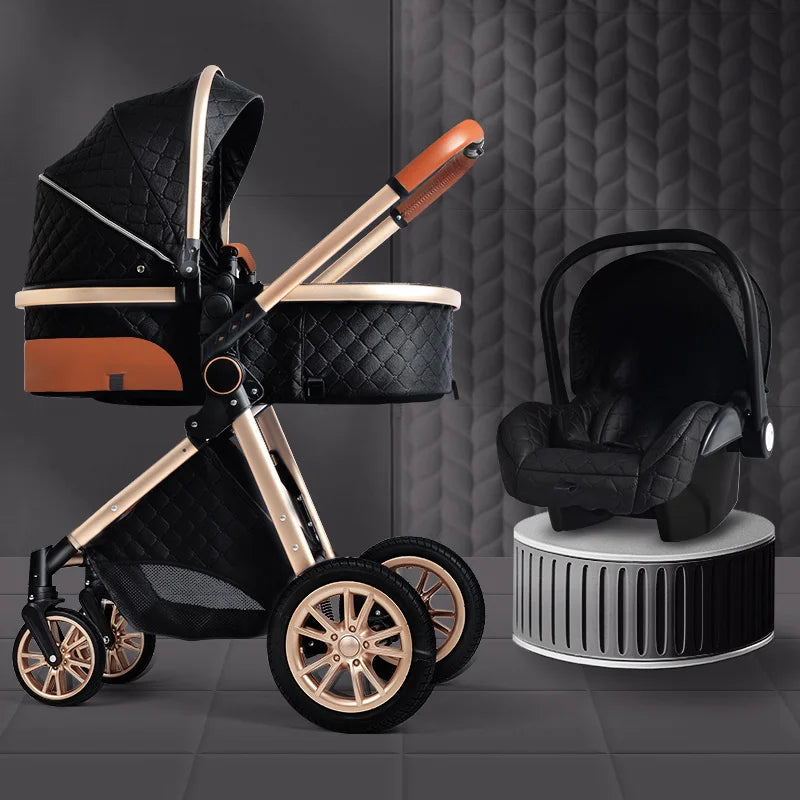 Luxury Baby Stroller 3 in 1 High Landscape Portable Infant Carrier w Car Seat