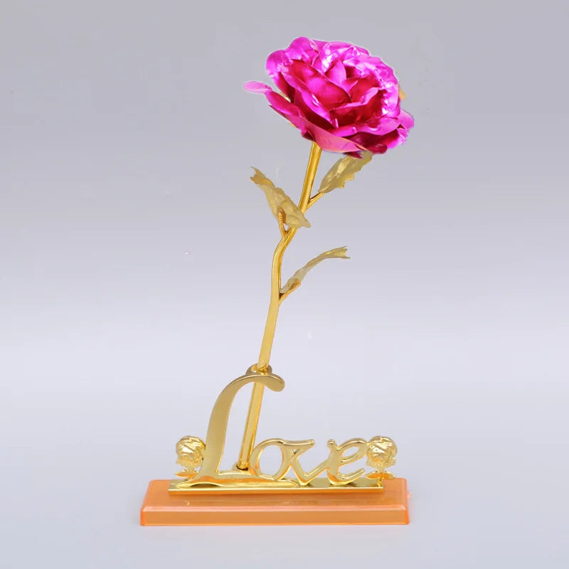 24K Plated Gold Rose Artificial Flower