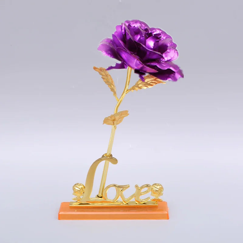 24K Plated Gold Rose Artificial Flower