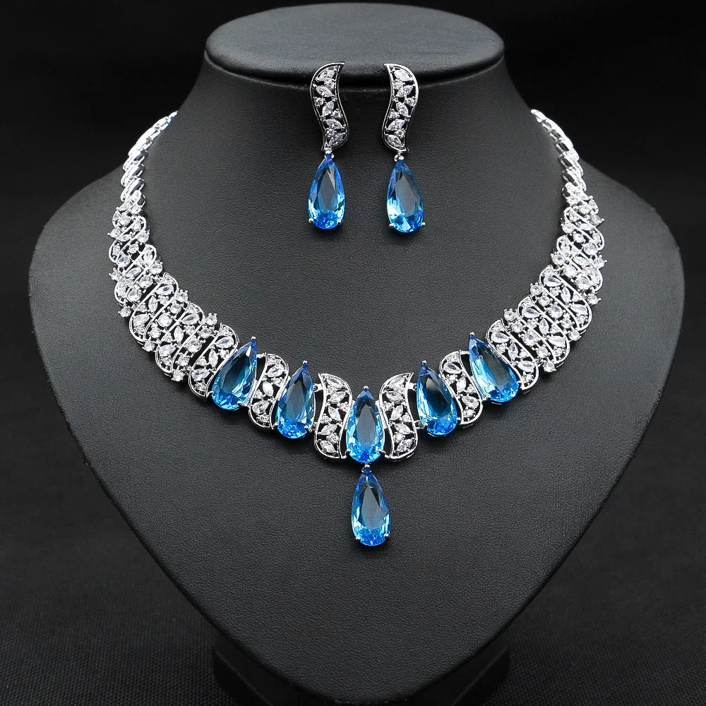 Luxury 2pcs Bridal Zirconia Jewelry Sets for Women