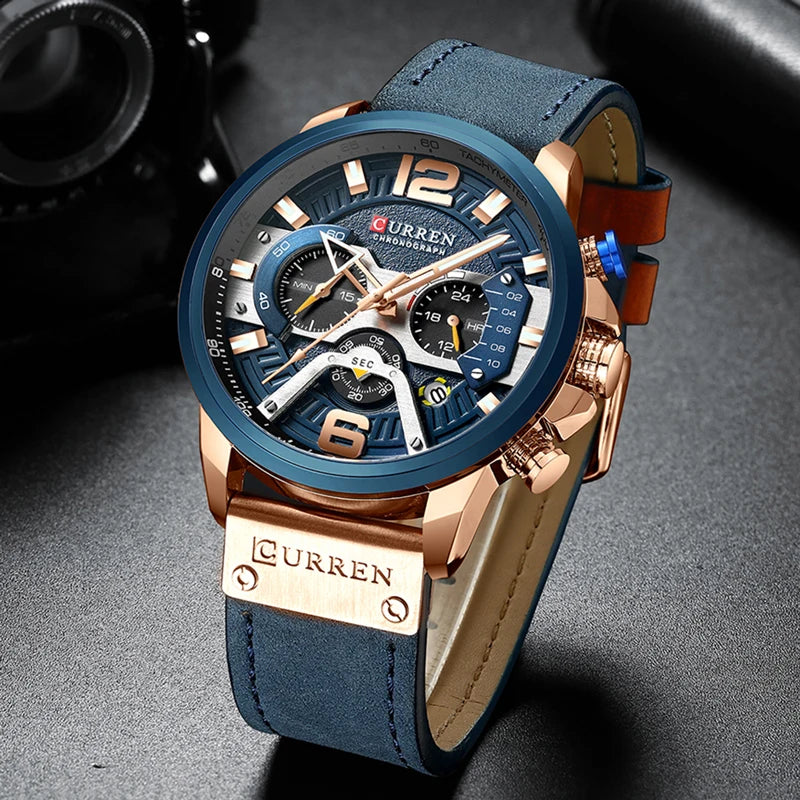 Men's Casual Luxury Military Sport Watch Leather Wrist