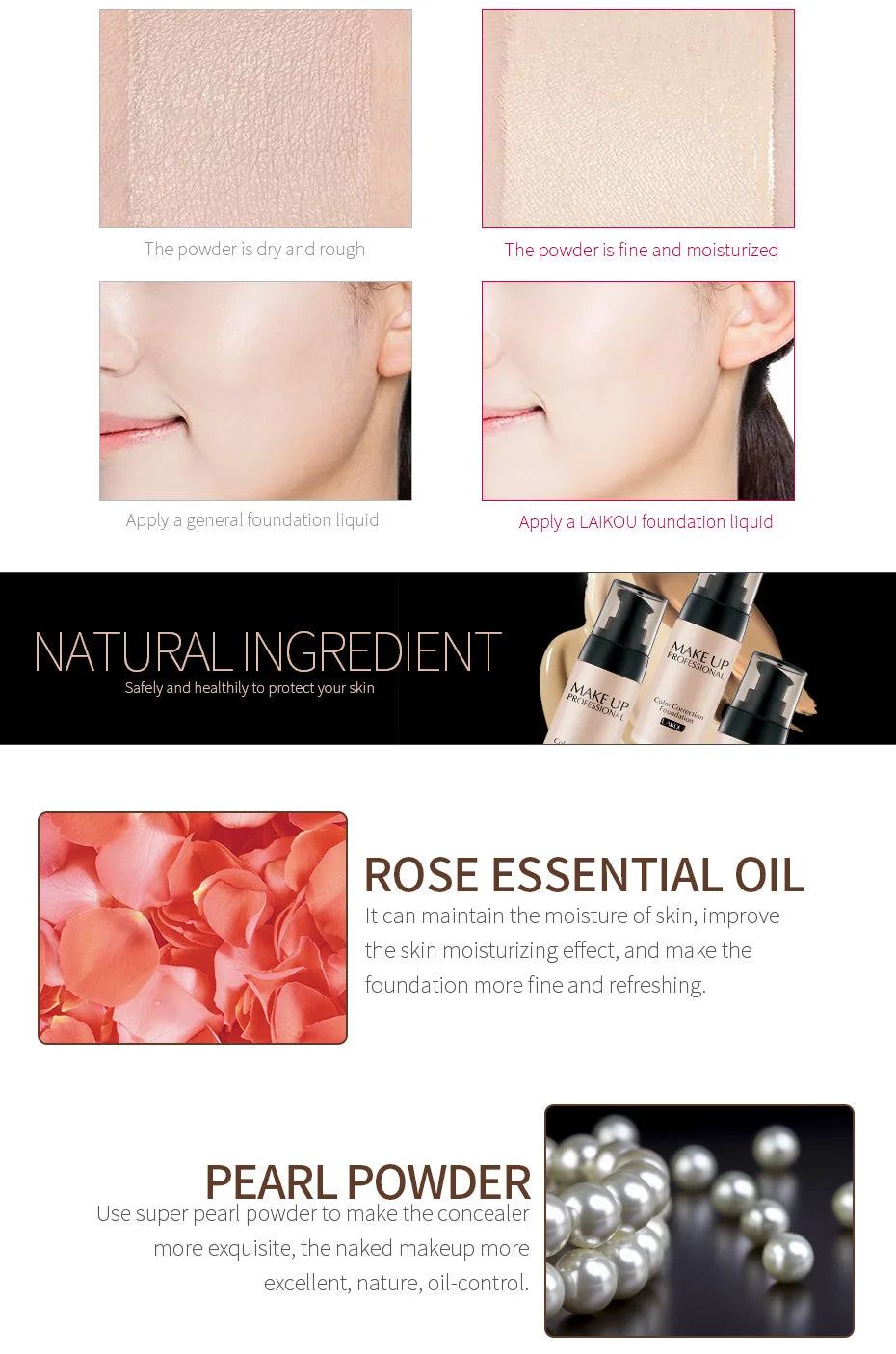 Makeup Base Face Liquid Foundation BB Cream Concealer Moisturizer Oil-control Whitening Waterproof 40g