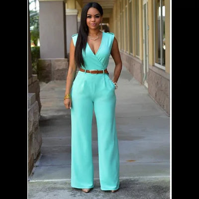 Women's fashion jumpsuits pants Free Belt combination