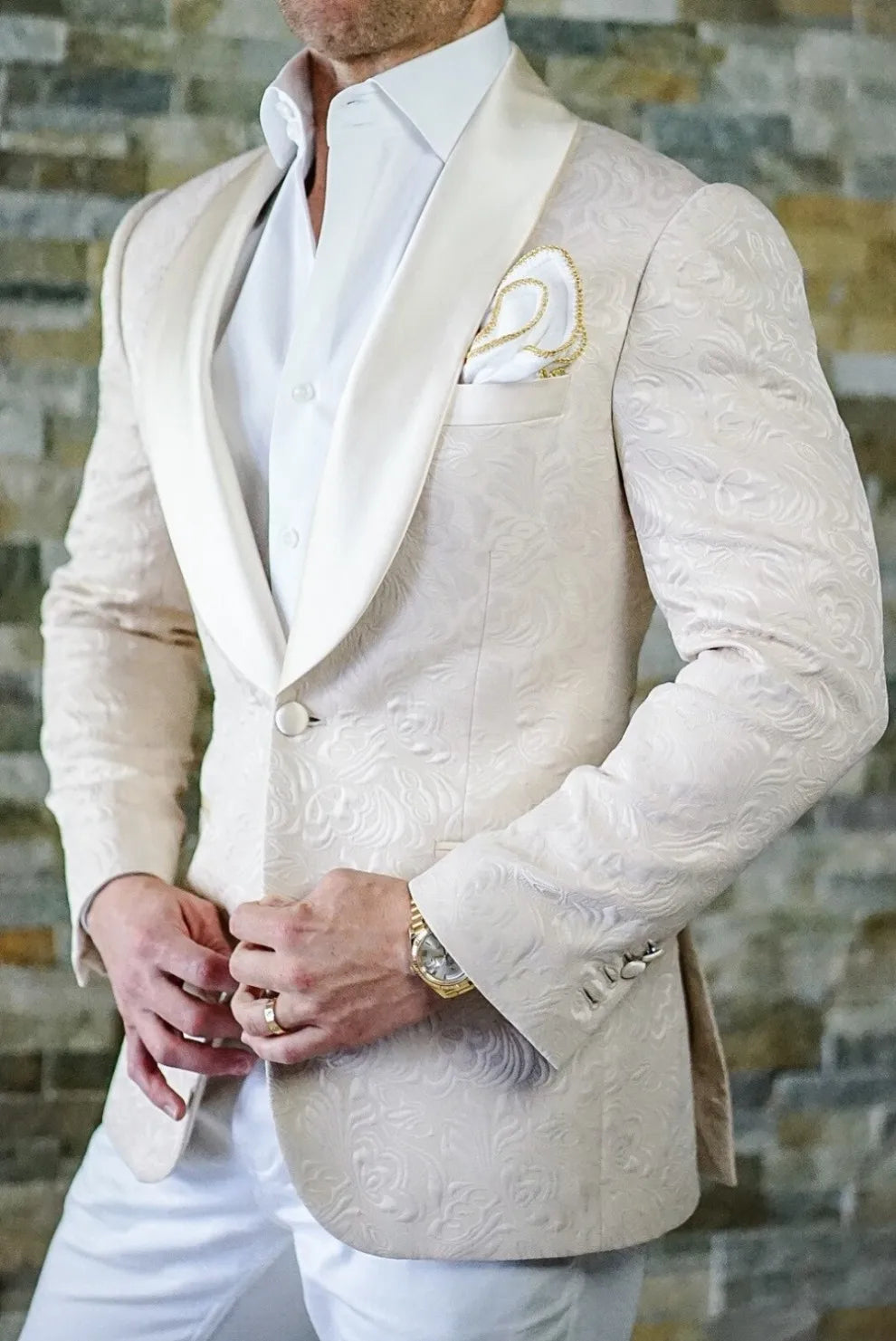 Groom Tuxedos Shawl Satin Lapel Men Suits 2 Pieces Wedding Bridegroom (Jacket + Pants + Tie)