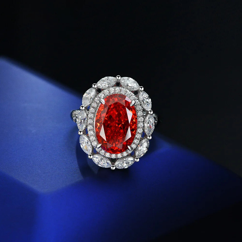 Radiant Cut 9*13MM Orange Gem Moissanite Ring 925 Sterling Silver Fine Jewelry