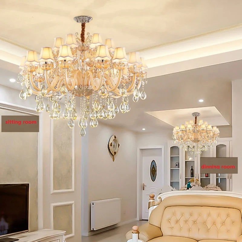Large Crystal Luxury Chandelier Lighting 15/18/24/34 100% K9