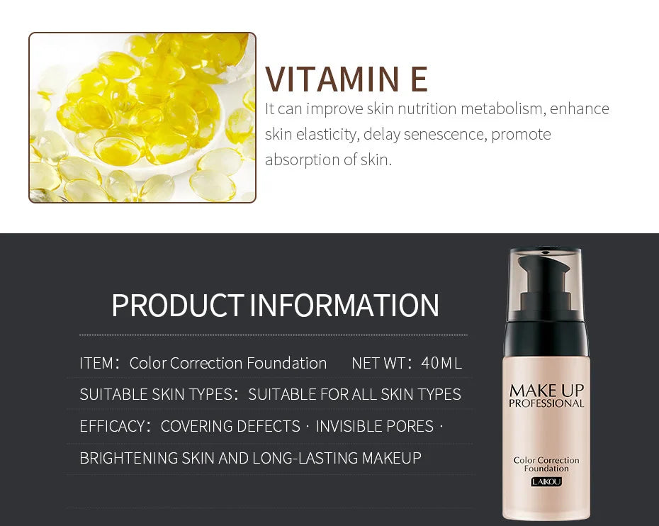 Makeup Base Face Liquid Foundation BB Cream Concealer Moisturizer Oil-control Whitening Waterproof 40g