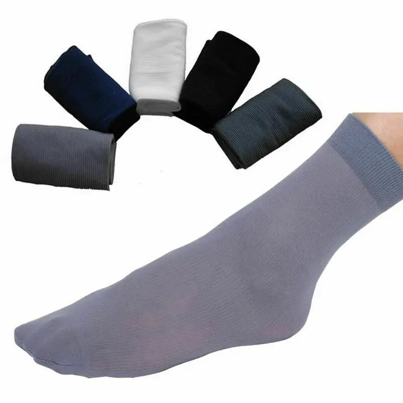 10pairs Bamboo Fiber Silk Men's Summer Socks Thin Stripe Breathable