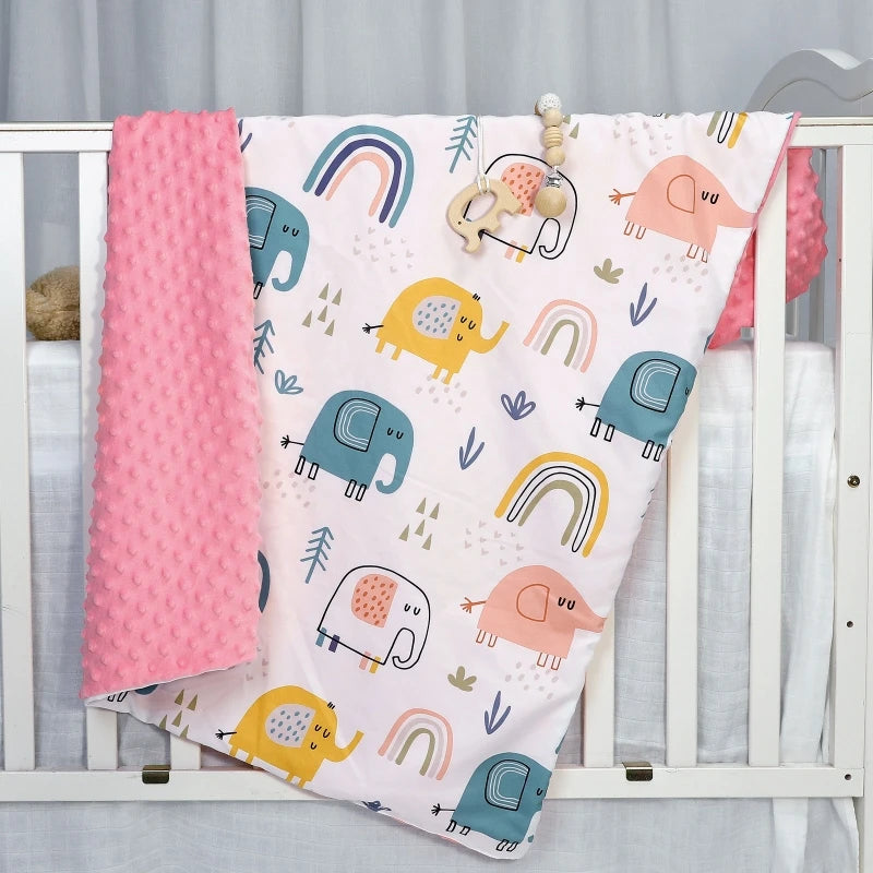 Newborn Baby Blanket Warm Swaddling Wrap Winter Autumn Toddler Dotted Quilt