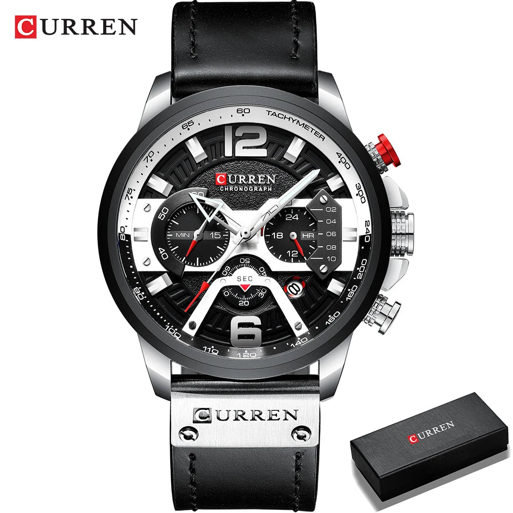 Men's Casual Luxury Military Sport Watch Leather Wrist