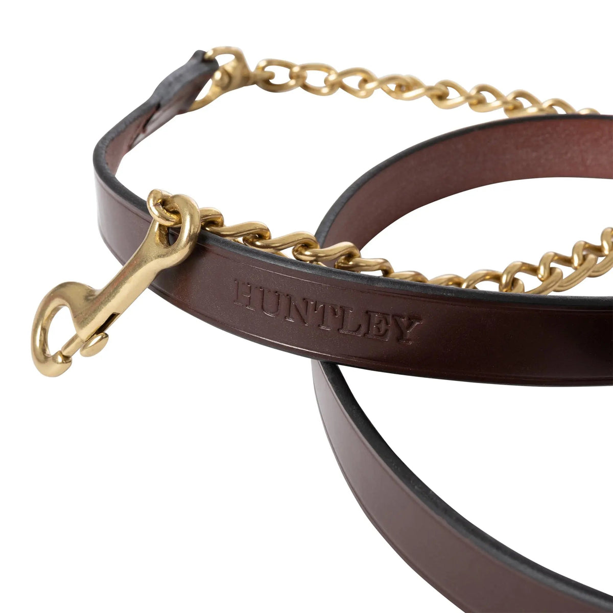 Huntley Equestrian Leather Lead with Brass Chain