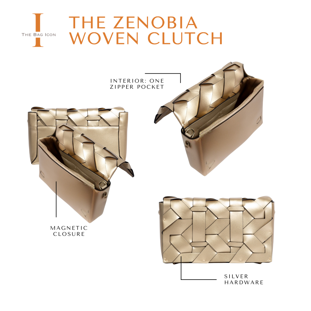 THE ZENOBIA WOVEN CLUTCH BAG