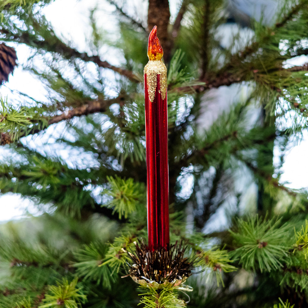 Red Mercury Glass Candle Ornament