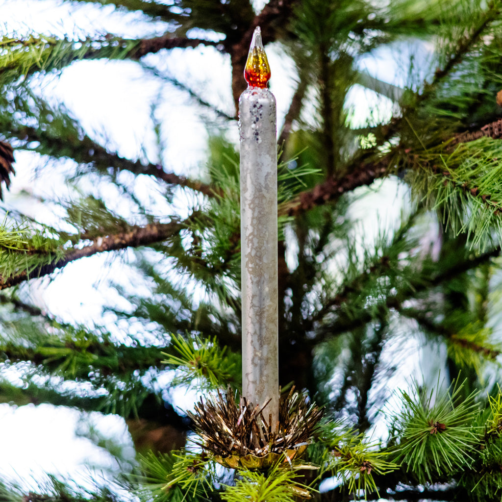 Silver Mercury Glass Candle Ornament