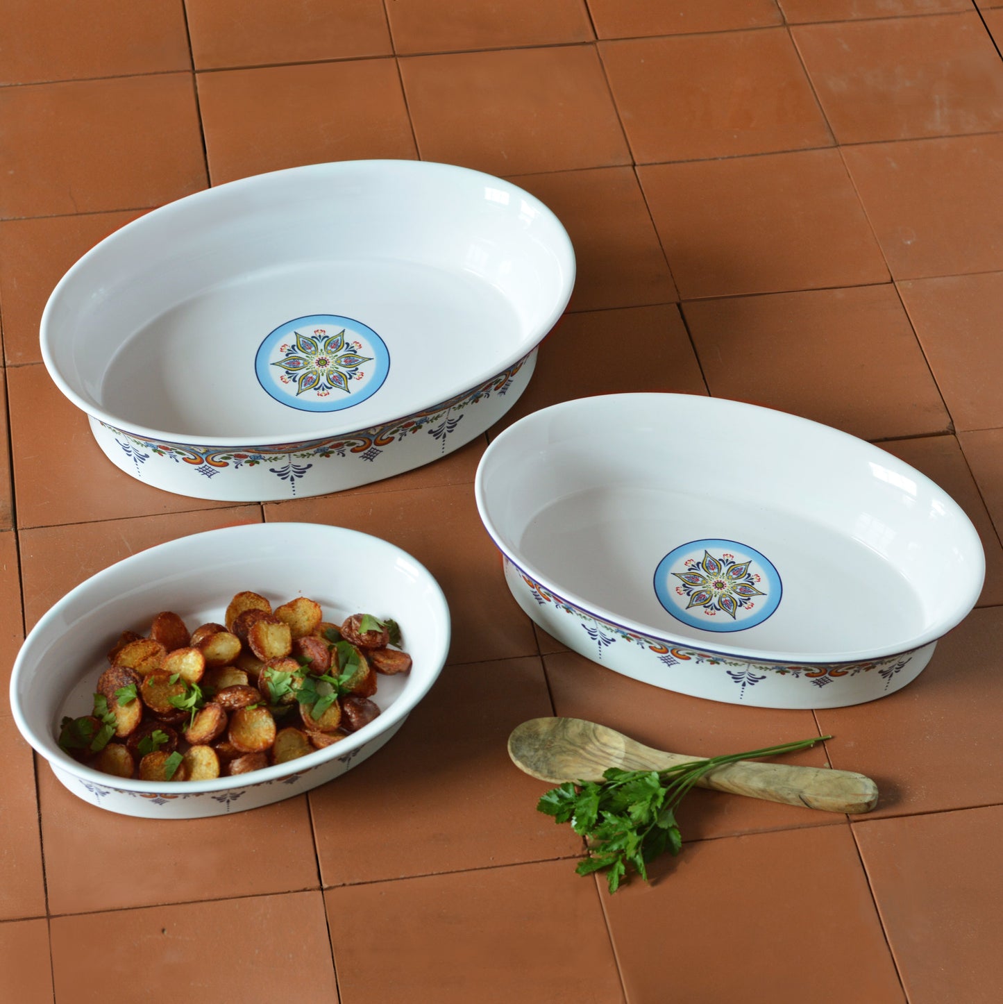 Zanzibar Oven to Table Stoneware Oval Dishes , Set of 3