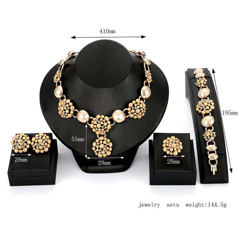 Fashion Inlaid Jewel Rhinestone Clavicle Chain Women's Banquet Earrings