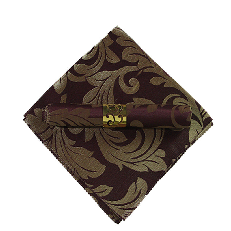 10-Piece High-End Jacquard Napkin Cloth and Rings Home Restaurant Banquet Napkin Cloth 48 * 48cm