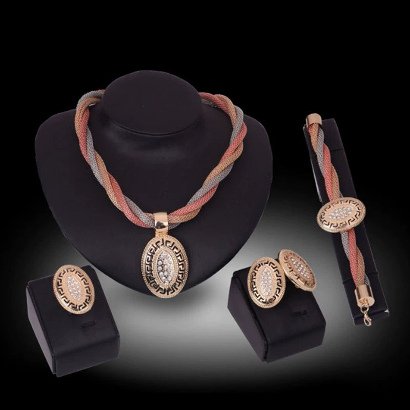 Fashion Inlaid Jewel Rhinestone Clavicle Chain Women's Banquet Earrings
