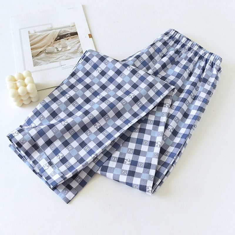 Men Pure Cotton Spring and Summer Pajama Pants