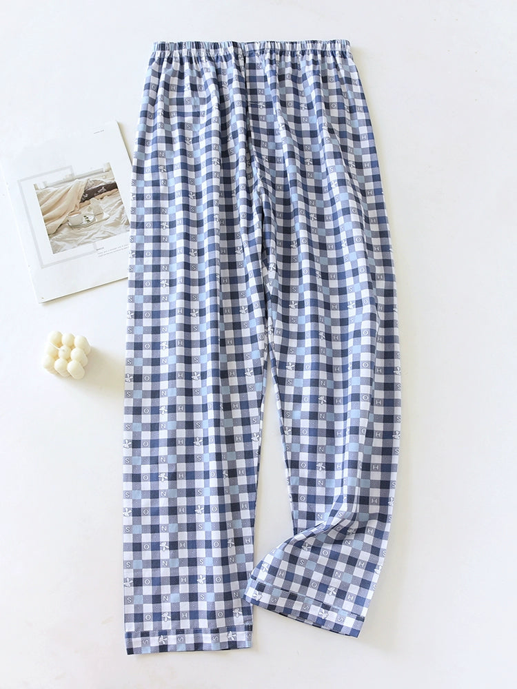 Men Pure Cotton Spring and Summer Pajama Pants