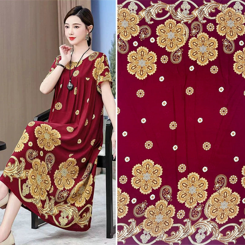 Silk Synthetic Cotton Rayon Cloth Mulberry Summer Loungewear Pajamas Dress