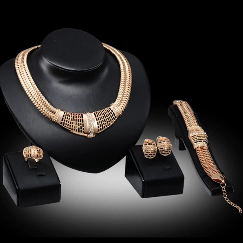 Fashion Inlaid Jewel Rhinestone Clavicle Chain Women's Banquet Earrings