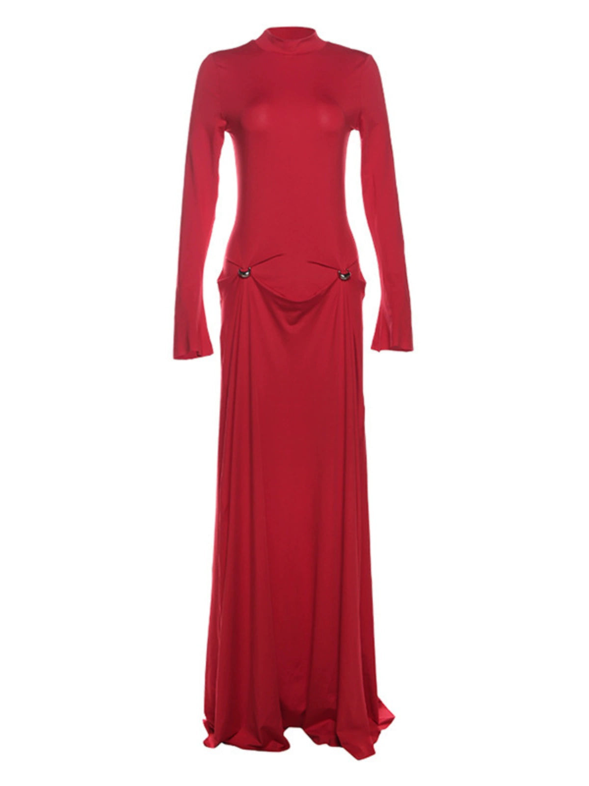 Sexy Half Turtleneck Long-Sleeved Red Dress Tall Elegant Large Long Skirt