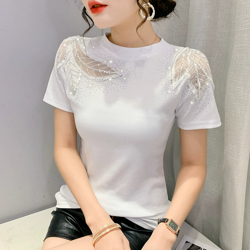 European Station Spring/Summer New Round Neck Slim Short Sleeve