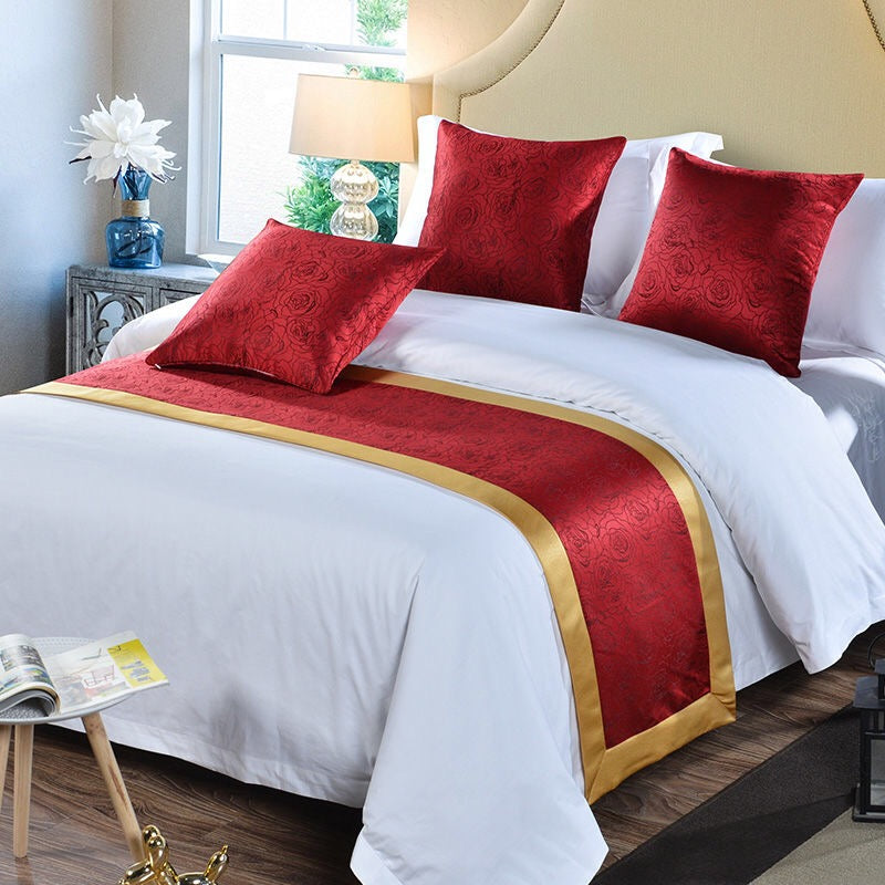 Luxury Hotel Room Removable and Washable Pillow Bed Cushion Cover & Bed Runners