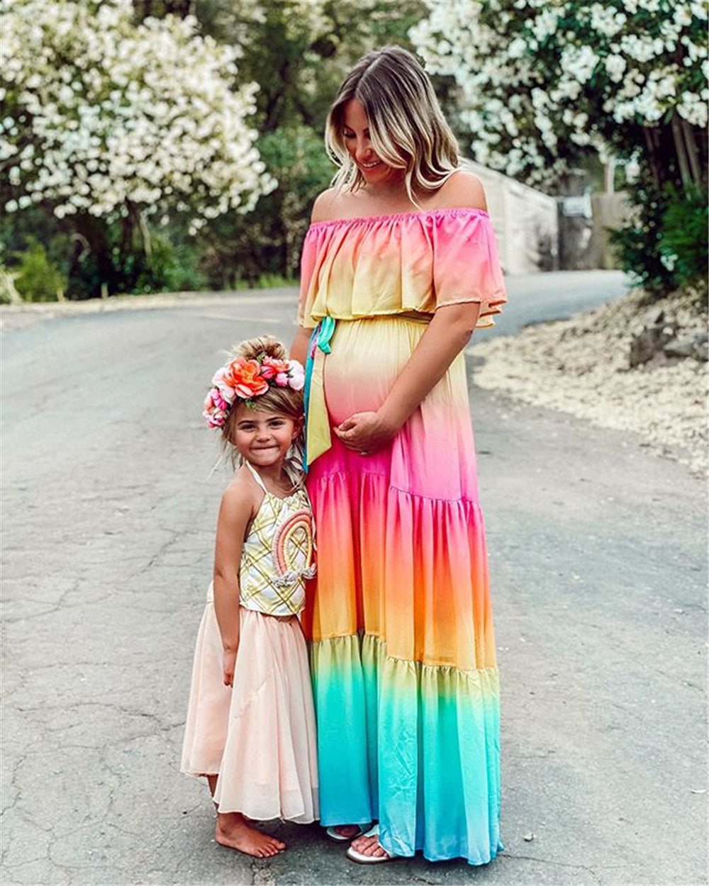 Women Summer Sexy Tie-Dye Stitching Print Dress