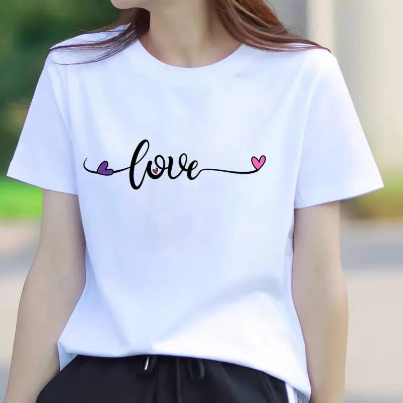Butterfly Flower Summer Short Sleeve T-shirts Casual Thin Print