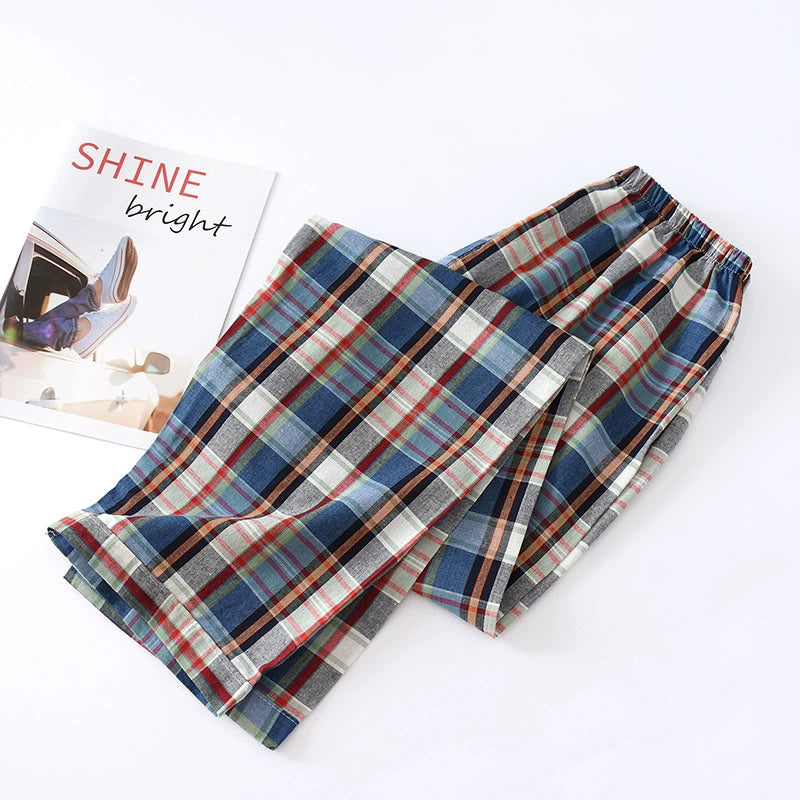Men Pure Cotton Spring and Summer Pajama Pants