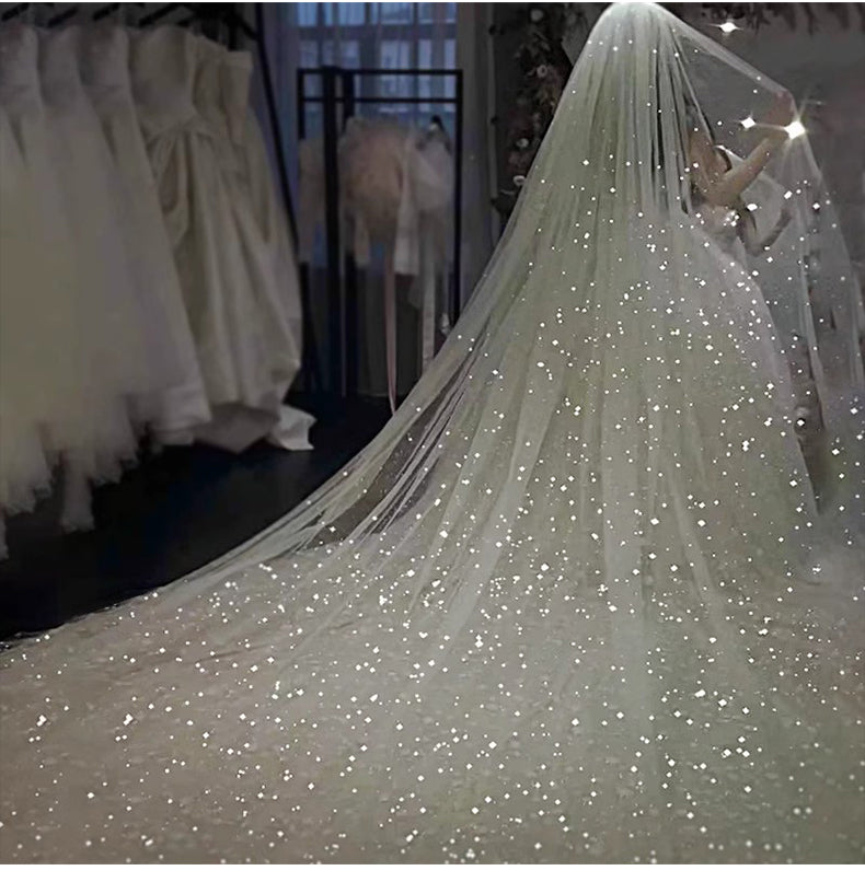 Luxury Cathedral Sparking Glitter Wedding Bridal Veil Long 3M/5M