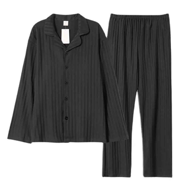 Men's Pajamas Cotton Long sleeve Trousers Two-piece Set