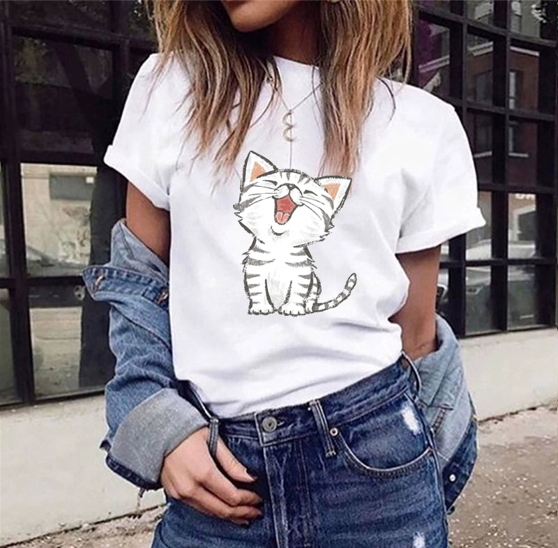 Short Sleeve T-Shirts Round Neck Cartoon Printing Comfortable