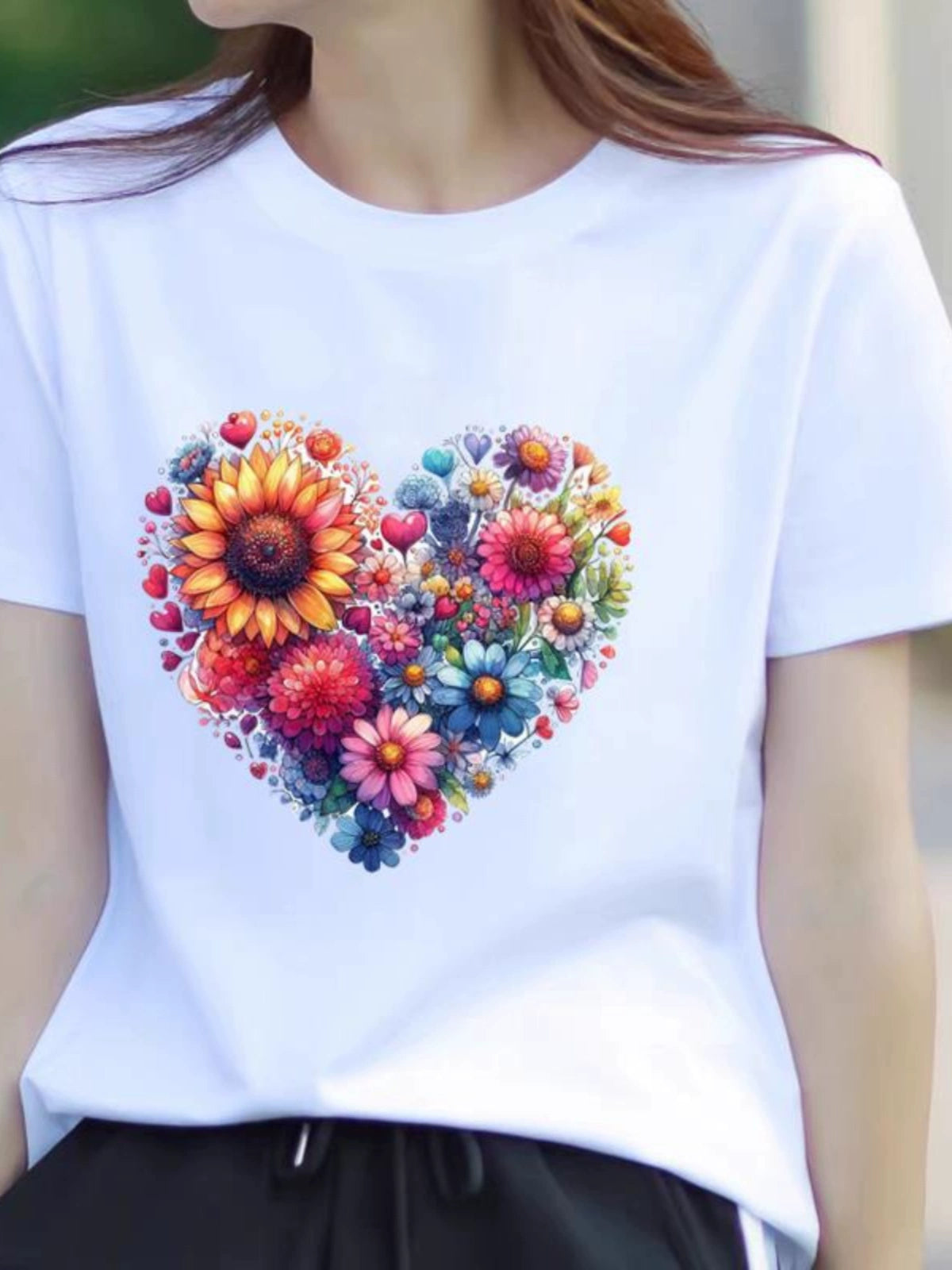 Butterfly Flower Summer Short Sleeve T-shirts Casual Thin Print