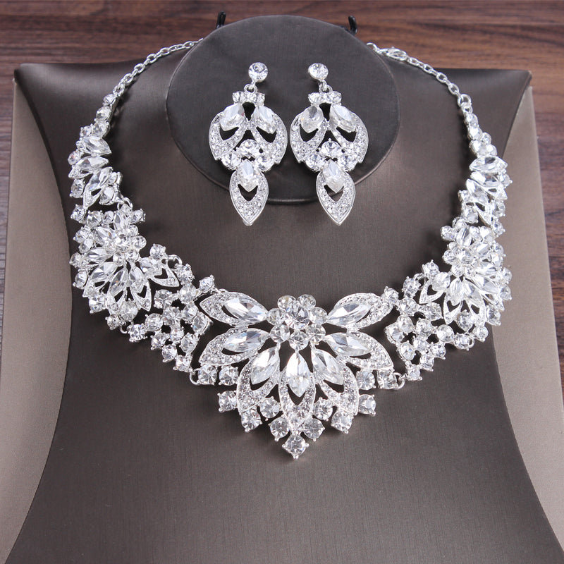 Elegant European and American Style Bride Three-Piece Wedding Crown