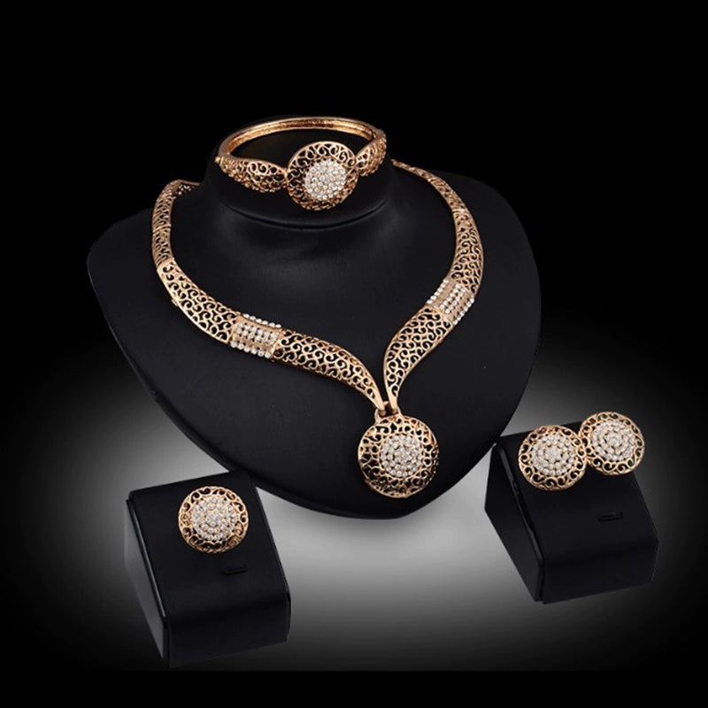 Fashion Inlaid Jewel Rhinestone Clavicle Chain Women's Banquet Earrings