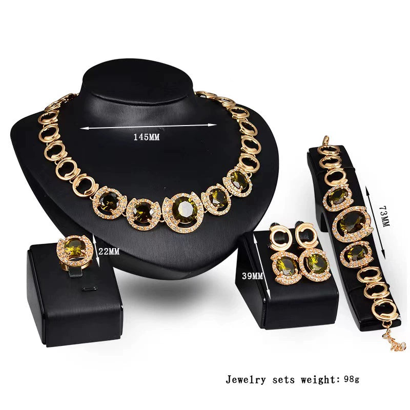 Fashion Inlaid Jewel Rhinestone Clavicle Chain Women's Banquet Earrings