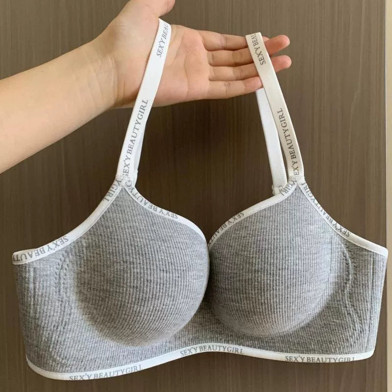 Small Chest Push-up No Steel Ring Non Slip Half Cup Glossy Underwear