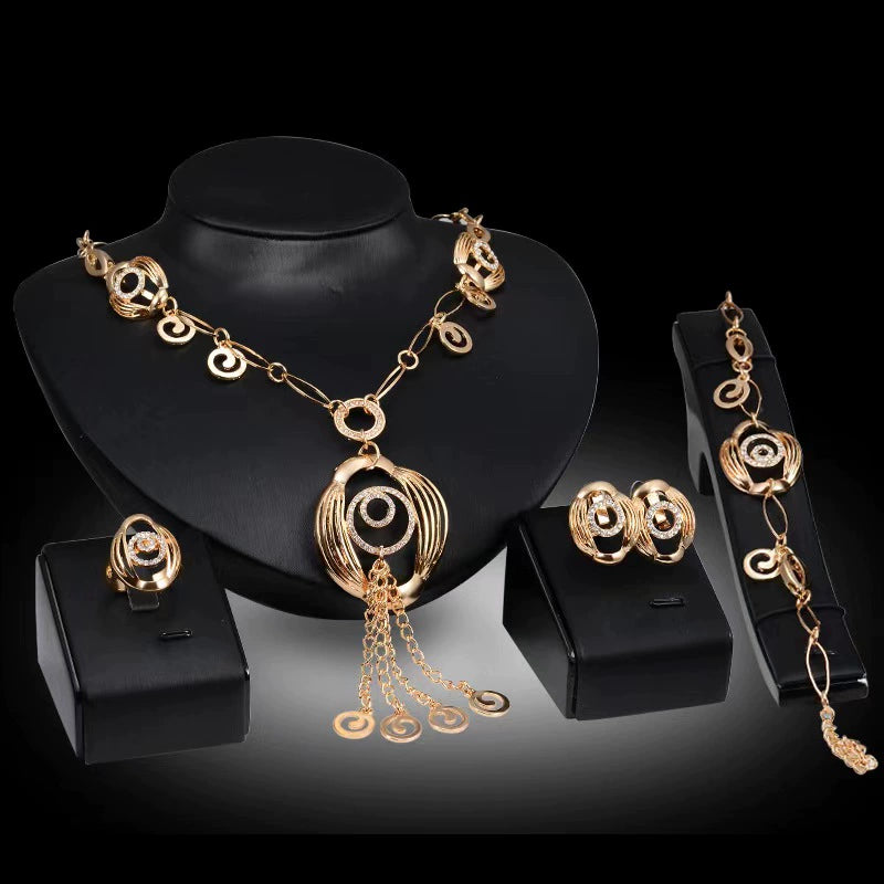 Fashion Inlaid Jewel Rhinestone Clavicle Chain Women's Banquet Earrings