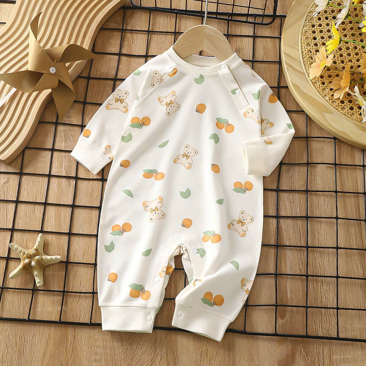 Newborn Baby Spring Autumn Pure Cotton Long Sleeves Jumpsuit Romper