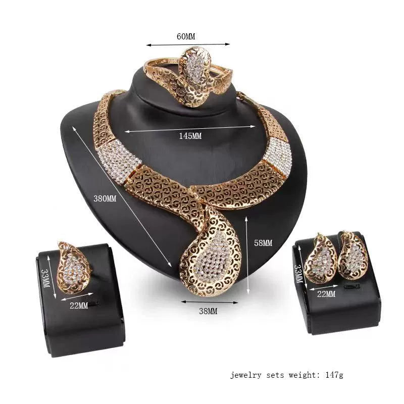 Fashion Inlaid Jewel Rhinestone Clavicle Chain Women's Banquet Earrings