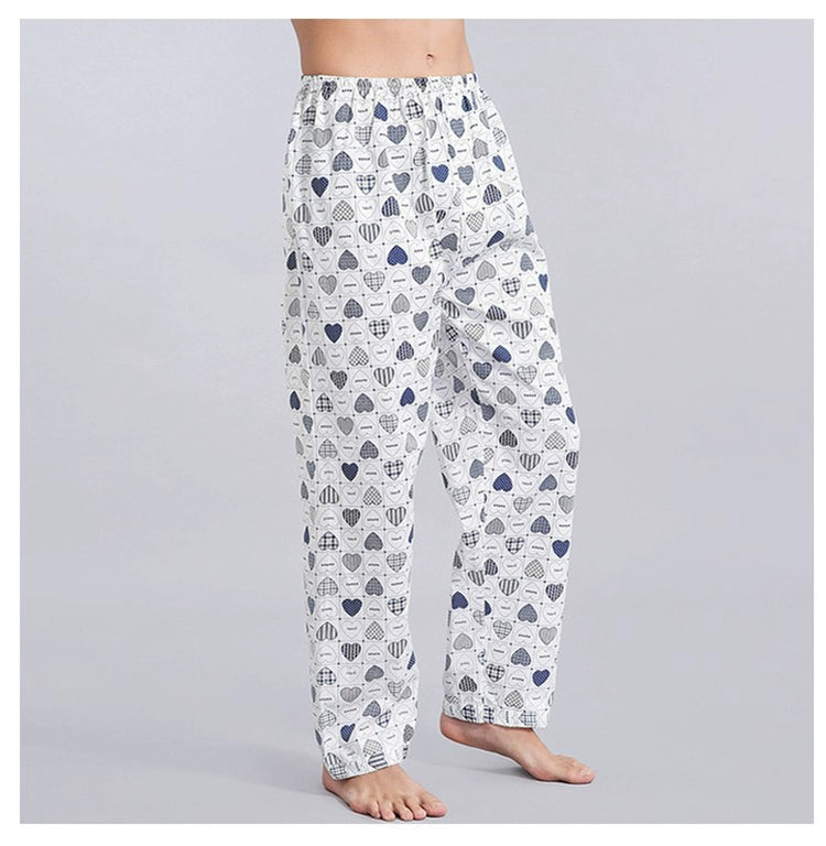 Men Pure Cotton Spring and Summer Pajama Pants