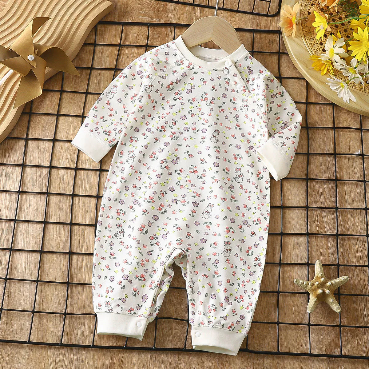 Newborn Baby Spring Autumn Pure Cotton Long Sleeves Jumpsuit Romper