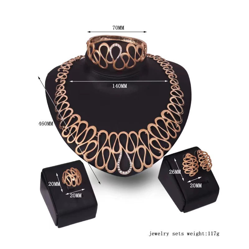 Fashion Inlaid Jewel Rhinestone Clavicle Chain Women's Banquet Earrings