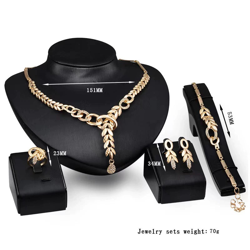 Fashion Inlaid Jewel Rhinestone Clavicle Chain Women's Banquet Earrings